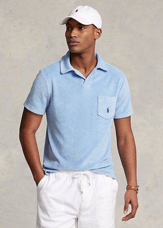AZURE Ralph Lauren Custom Slim Fit frottépoloskjorter for menn