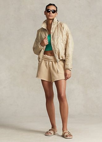 Beige Ralph Lauren Ripstop pakkbare jakker for kvinner