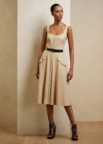 Beige Ralph Lauren Semira Ull Gabardine Day Dress for kvinner