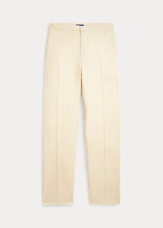 Beige Ralph Lauren beskåret linbukser med rett ben for kvinner