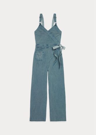 Blå dame Ralph Lauren Garment-Dyed Jersey Jumpsuit kjole