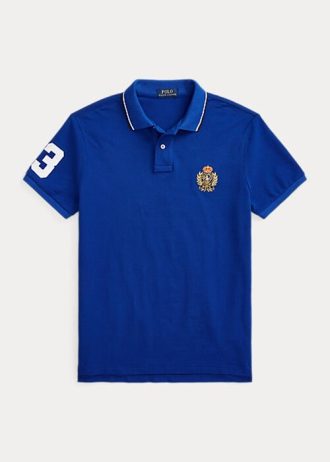 Blå herre Ralph Lauren Classic Fit Polo Crest Mesh Polo skjorter