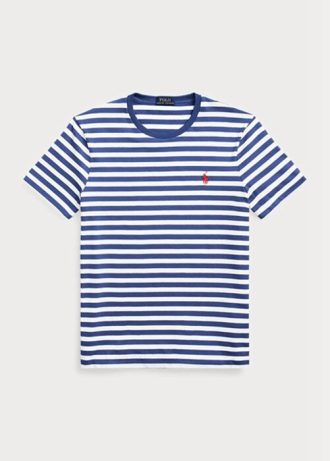 Blå herre Ralph Lauren Custom Slim Fit stripete T-skjorter