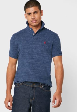 Blå Ralph Lauren Basic mesh poloskjorter for menn