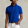 Blå Ralph Lauren Custom Slim Fit mesh poloskjorter for menn