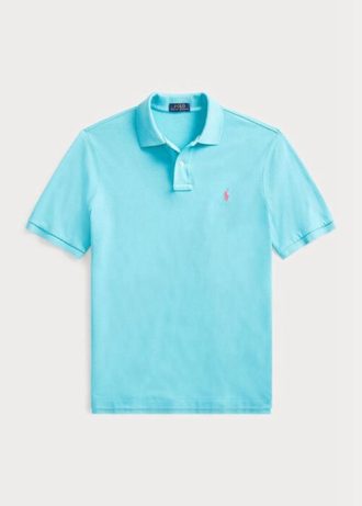 Blå Ralph Lauren Custom Slim Fit mesh poloskjorter for menn