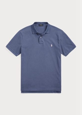 Blå Ralph Lauren Custom Slim Fit mesh poloskjorter for menn