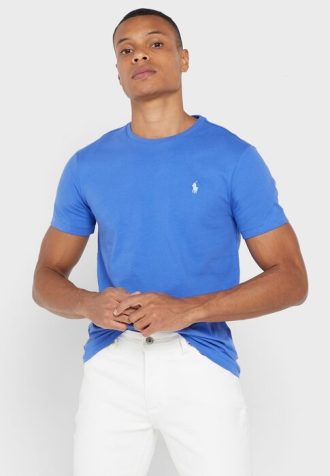 Blå Ralph Lauren Essential T-skjorter med rund hals for menn