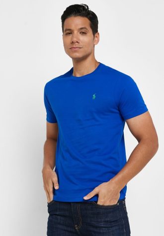 Blå Ralph Lauren Essential T-skjorter med rund hals for menn