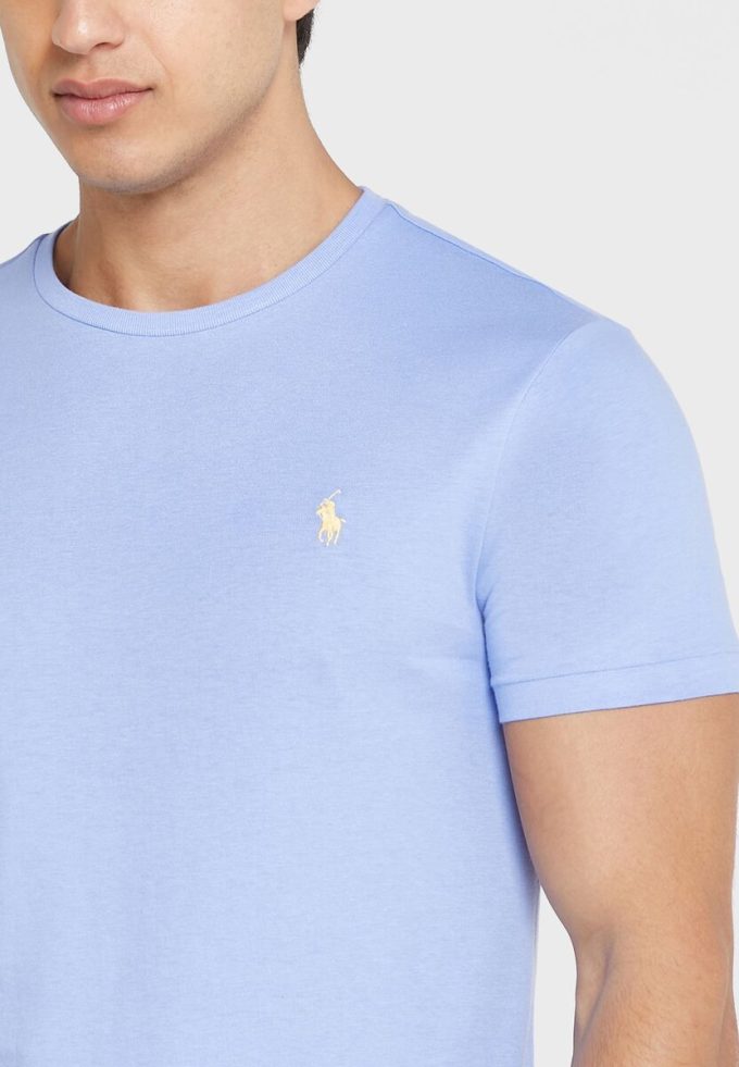 Blå Ralph Lauren Essential T-skjorter med rund hals for menn
