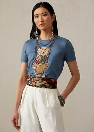 Blå Ralph Lauren Island Polo Bear T-skjorter i bomull