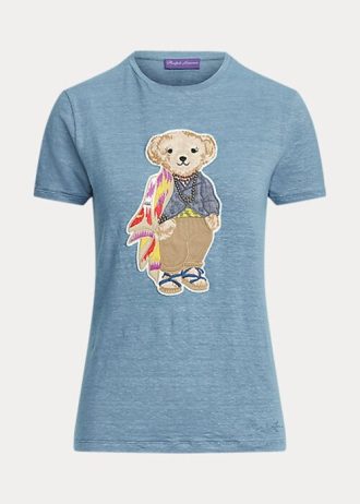 Blå Ralph Lauren Island Polo Bear T-skjorter i bomull