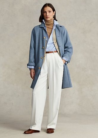 Blå Ralph Lauren oversize bilfrakker med dobbelt ansikt for kvinner