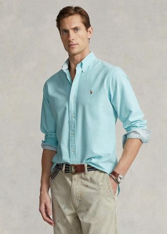 Blå Ralph Lauren Slim Fit Oxford-skjorter for menn