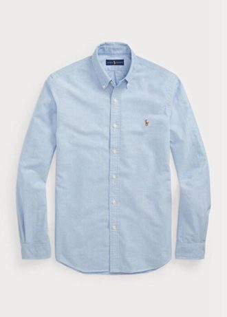Blå Ralph Lauren Slim Fit Oxford-skjorter for menn