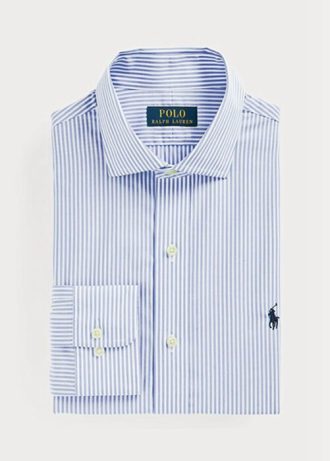 Blå Ralph Lauren Slim Fit Stripete Poplin-formelle skjorter for menn
