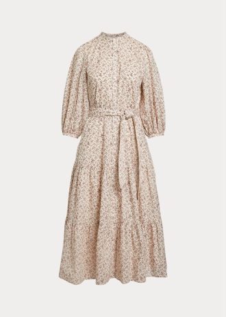 Blomster Dame Ralph Lauren Belted Floral Cotton Tiered Dress