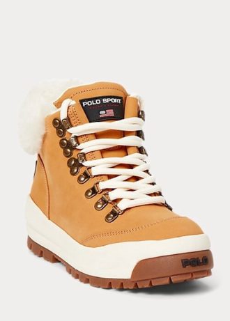 Brun dame Ralph Lauren Polo Sport Suede & Shearling støvler