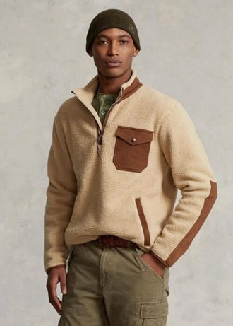 Brun Ralph Lauren Hybrid Genser med kvart glidelås for menn