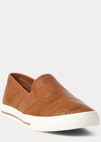 Brune Ralph Lauren Jinny Woven Slip-On joggesko for kvinner