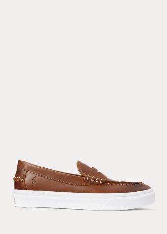 Brune Ralph Lauren Keaton Penny Loafers i lær for menn