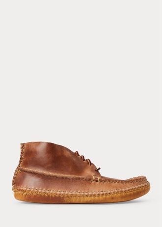 Brune Ralph Lauren Moccasin-støvler i Chukka-stil for menn