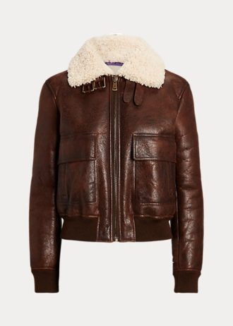 Brune Ralph Lauren Niketa Burnished Merino Shearling-jakker for kvinner