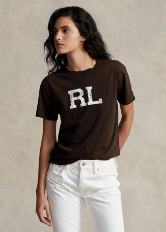 Brune Ralph Lauren Rl Logo Jersey T-skjorter for kvinner
