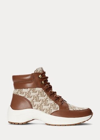 Brune Ralph Lauren Rylee Monogram Jacquard High-Top joggesko for kvinner