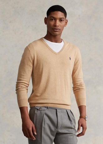 Brune Ralph Lauren Slim Fit gensere i teksturert bomull for menn