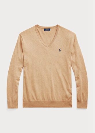 Brune Ralph Lauren Slim Fit gensere i teksturert bomull for menn