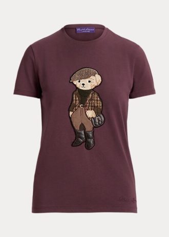 Burgunder Ralph Lauren Tweed Polo Bear T-skjorter i bomull
