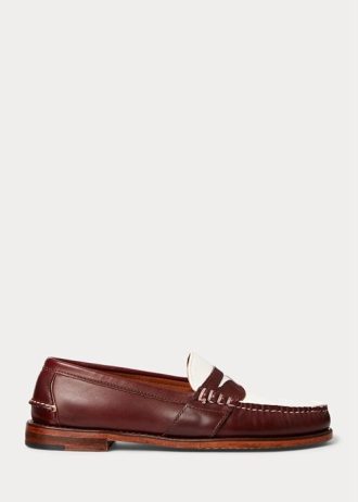Burgundy Cream Ralph Lauren The Morehouse Collection Penny Loafers for menn