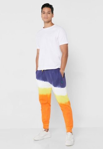 Flerfarget Ralph Lauren Dip Dye joggebukse med mansjett for menn