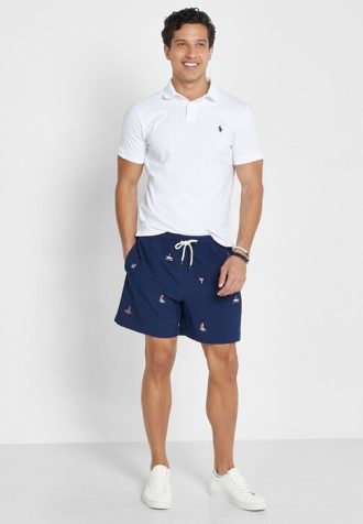Flerfarget shorts med Ralph Lauren-trykk for menn