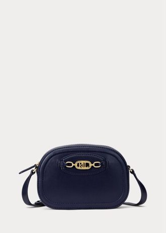 French Navy Ralph Lauren Lær Medium Jordynn Crossbody-vesker for kvinner