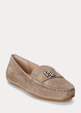 Grå Ralph Lauren Barnsbury semsket loafers for kvinner