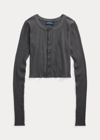 Grå Ralph Lauren Ralph Lauren Ribbed knapp-front cropped topper
