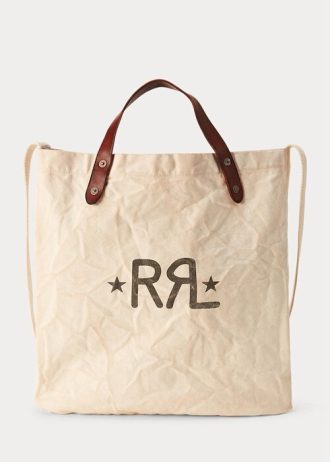 Greige Ralph Lauren-logo for kvinner til lerrets-tote bags