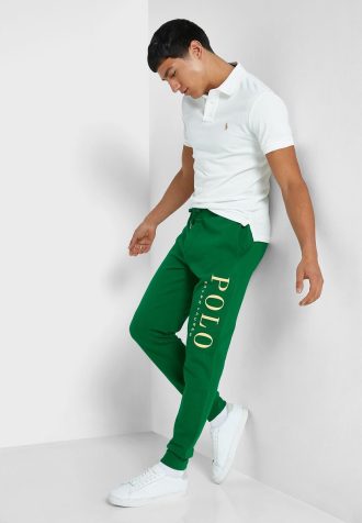Grønne joggebukser med Ralph Lauren-logo for menn