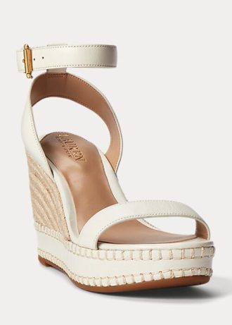 Hvit Ralph Lauren Hilarie Leather Espadrille for kvinner