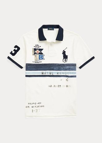 Hvite Ralph Lauren Custom Slim Fit Poloskjorter med mesh for store ponnier