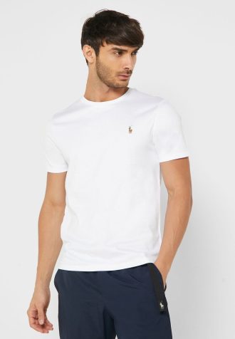 Hvite Ralph Lauren Essential T-skjorter med rund hals for menn
