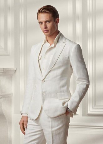Hvite Ralph Lauren Kent herringbone dressblazere
