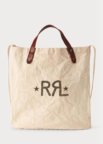 Hvite Ralph Lauren-logo for menn til lerrets-tote bags
