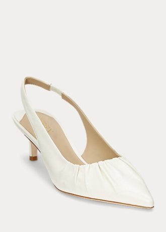 Hvite Ralph Lauren Lolah Nappa Skinn Slingback hæler for kvinner