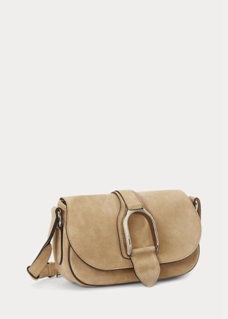 Khaki Dame Ralph Lauren Calf-Suede Welington Skuldervesker