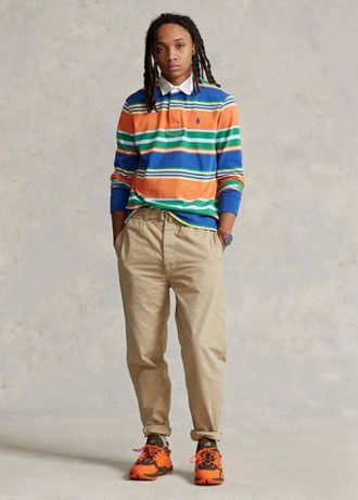 Khaki herre Ralph Lauren plisserte Baggy Fit lerretsbukser