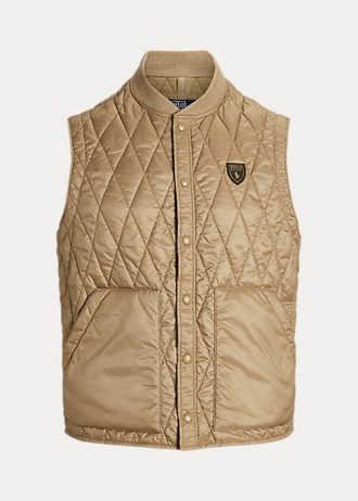 Khaki herre Ralph Lauren vannavstøtende vattert vest