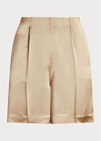 Khaki Ralph Lauren Ainsworth Washed Satin Shorts for kvinner